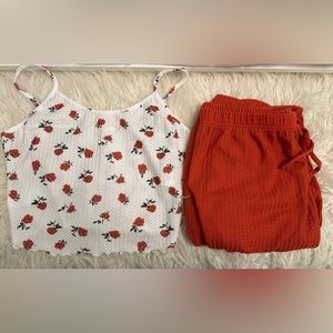 Orange Floral Pajama Set
